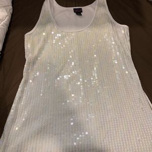 Torrid tank top sequins white iridescent size 2